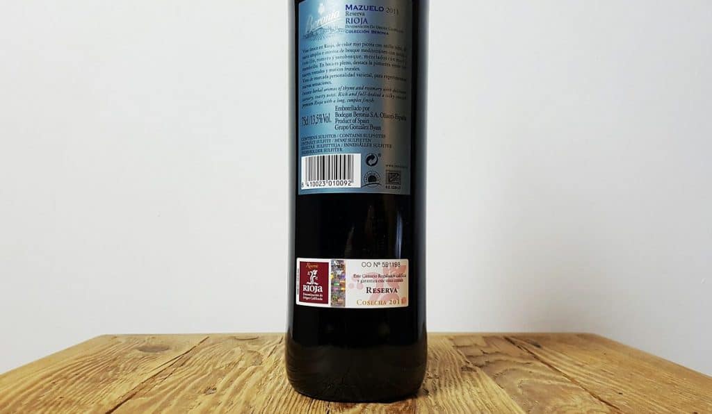 Rioja Beronia 2011 Etikett