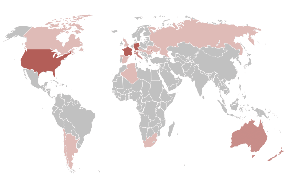 Spätburgunder Anbaugebiete weltweit Karte